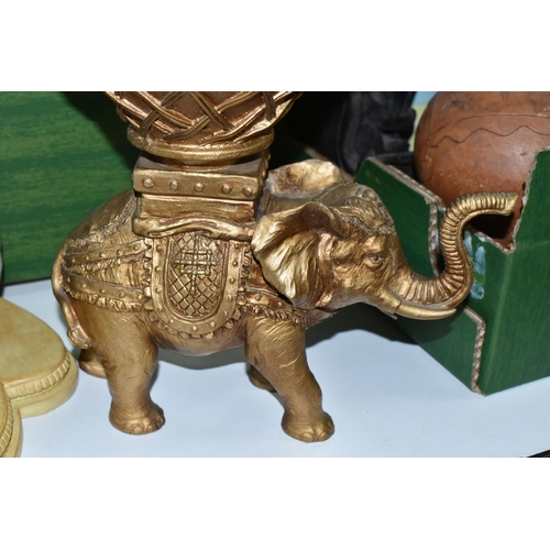 446 - THREE BOXES AND LOOSE FIGURES OF ELEPHANTS, to include a Royal Doulton Flambé Elephant and Young HN3... 