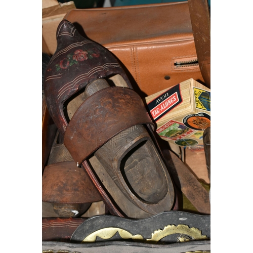 457 - THREE BOXES AND LOOSE BOOKS, METALWARE AND MISCELLANEOUS ITEMS, to include twelve late 1940s/early 1... 