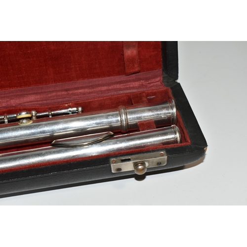 469 - A CASED FRENCH CLEMENT MASSON FLUTE with an engraved 1947 Clement Masson La Couture-Boussey Erevete ... 