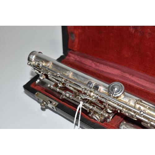 469 - A CASED FRENCH CLEMENT MASSON FLUTE with an engraved 1947 Clement Masson La Couture-Boussey Erevete ... 