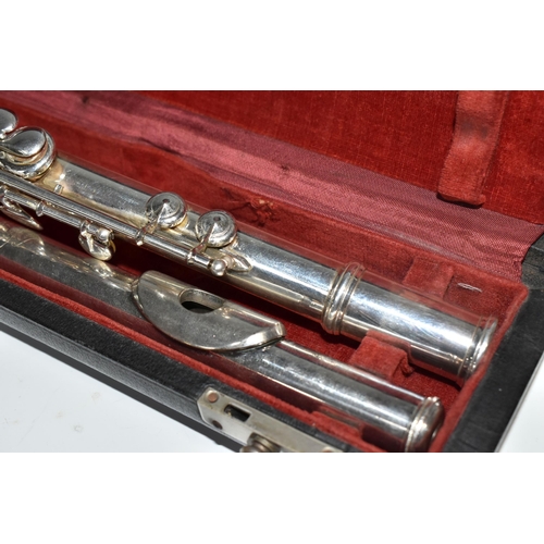 469 - A CASED FRENCH CLEMENT MASSON FLUTE with an engraved 1947 Clement Masson La Couture-Boussey Erevete ... 