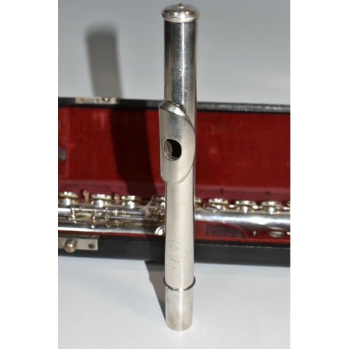 469 - A CASED FRENCH CLEMENT MASSON FLUTE with an engraved 1947 Clement Masson La Couture-Boussey Erevete ... 