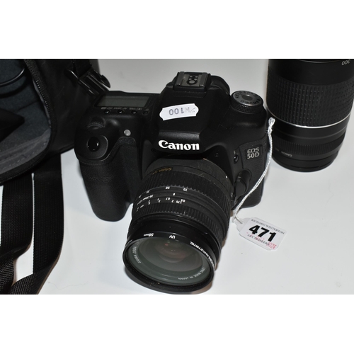 471 - A CANON EOS 50D AND ACCESSORIES comprising a Canon EOS 50D fitted with a Sigma Zoom 28-70mm 1:2.8-4 ... 