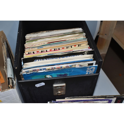 478 - THREE BOXES OF APPROXIMATELY ONE HUNDRED 45 RPM SINGLES to include David Bowie Lets Dance, Prince 19... 