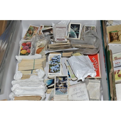 483 - TWO LARGE BOXES & ONE SMALL BOX OF CIGARETTE CARDS containing several thousand examples of Cigarette... 