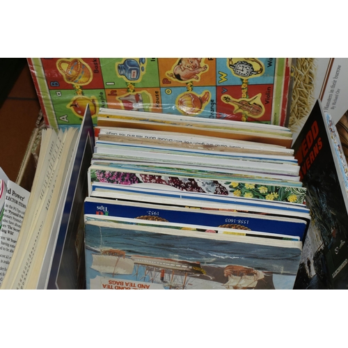 492 - TWO BOXES OF PICTURE CARDS, CARD ALBUMS, PLAYING CARDS, to include over forty albums with collectors... 