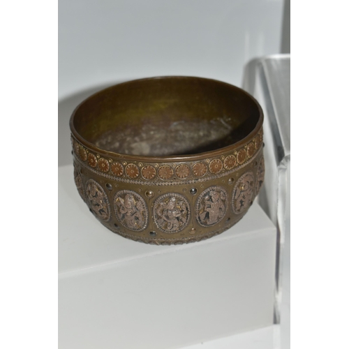 356 - A GROUP OF ASIAN METAL WARE, possibly Tibetan and Indian in origin, comprising a napkin ring decorat... 