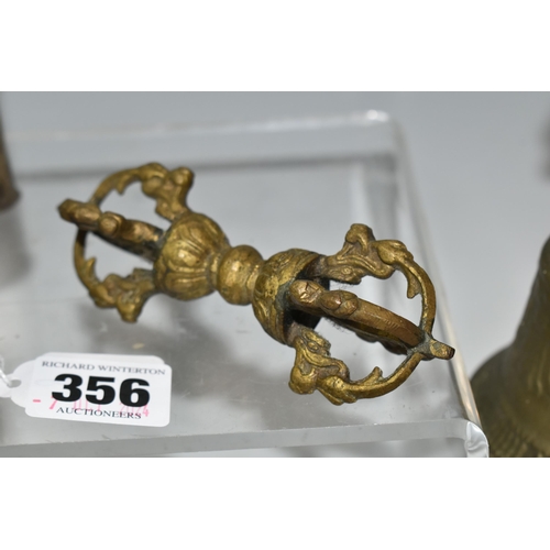 356 - A GROUP OF ASIAN METAL WARE, possibly Tibetan and Indian in origin, comprising a napkin ring decorat... 