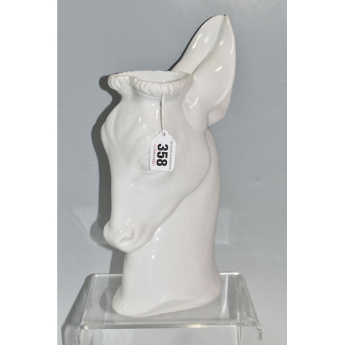 358 - A RAOHL SCHORR FOR ROYAL WORCESTER WHITE GLAZED FAWN'S HEAD VASE, green printed factory marks and P1... 