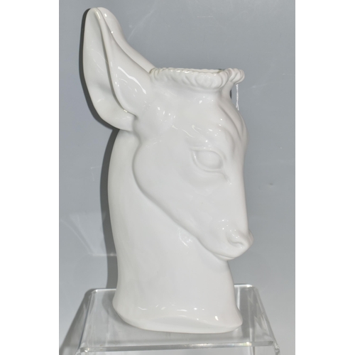 358 - A RAOHL SCHORR FOR ROYAL WORCESTER WHITE GLAZED FAWN'S HEAD VASE, green printed factory marks and P1... 