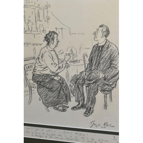 512 - GEORGE BELCHER (1875-1947) A HUMOROUS CARTOON DRAWING, depicting a Vicar talking to one of his femal... 