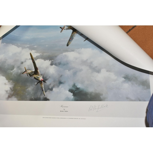 525 - MILITARY AVIATION PRINTS ETC, comprising a print of a Douglas Bader's Spitfire produced to celebrate... 