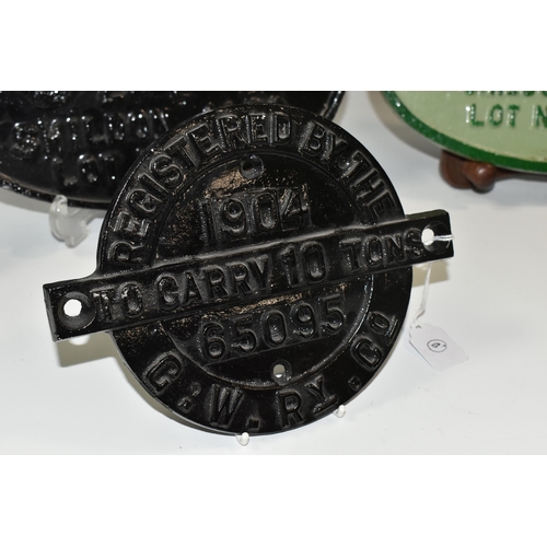 407 - RAILWAY INTEREST - FOUR RAILWAY PLATES, comprising three cast metal wagon solebar number plates for ... 