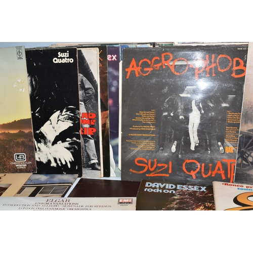 500 - ONE BOX OF LP RECORDS, approximately fifty LP records, artists include Suzi Quatro, David Essex, Blo... 