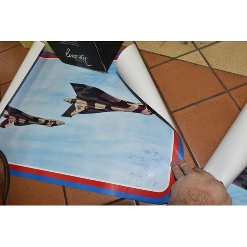 525 - MILITARY AVIATION PRINTS ETC, comprising a print of a Douglas Bader's Spitfire produced to celebrate... 