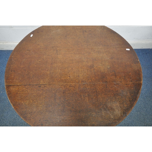 1193 - AN OAK TILT TOP TRIPOD TABLE, with a birdcage mechanism, diameter 94cm x height 72cm (condition repo... 