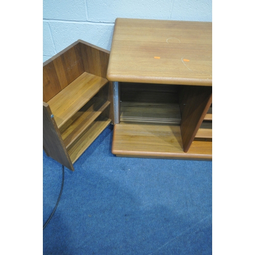 1203 - SALLIN STOLEFABRIK, A MID CENTURY SOLID TEAK SIDEBOARD, fitted with two doors, length 146cm x depth ... 