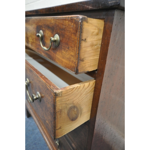 1298 - A 19TH CENTURY MAHOGANY CHEST OF FOUR LONG GRADUATED DRAWERS, with swan neck handles and bone escutc... 