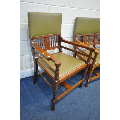 1322 - AN EDWARDIAN WALNUT SEVEN PIECE PARLOUR SUITE, each chair stamped to inner back leg, J Karr, covered... 