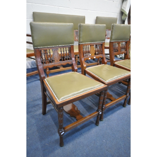 1322 - AN EDWARDIAN WALNUT SEVEN PIECE PARLOUR SUITE, each chair stamped to inner back leg, J Karr, covered... 