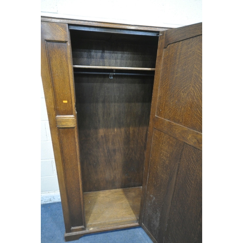 1234 - A 20TH CENTURY OAK SINGLE DOOR WARDROBE, width 92cm x depth 47cm x height 184cm (condition report: o... 