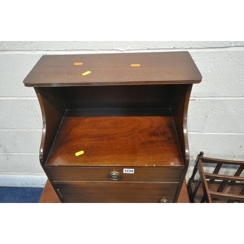 1239 - A SELECTION OF MAHOGANY OCCASIONAL FURNITURE, to include a Bradley media cabinet, a magazine rack, s... 