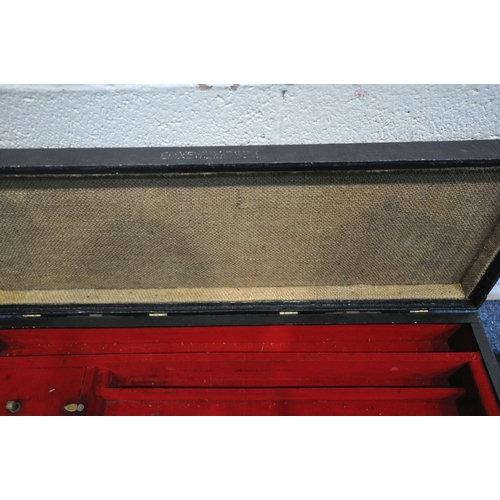 1241 - A BLACK PLASTIC GUN CASE, with red interior, length 73cm x depth 26cm x height 10cm, along with anot... 