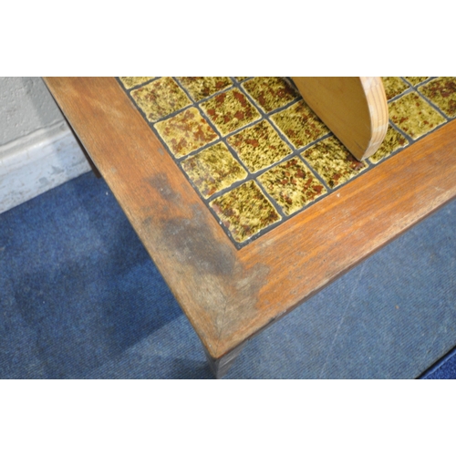 1243 - A MID CENTURY TEAK TILE TOP COFFEE TABLE, length 150cm x depth 61cm x height 53cm, a Disney Winnie t... 