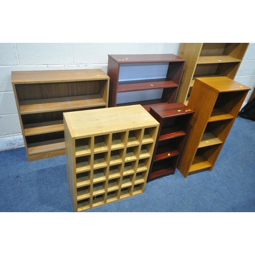 1253 - SIX VARIOUS MODERN OPEN BOOKCASES, of various styles and sizes (6)