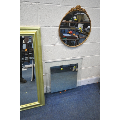 1257 - A SELECTION OF VARIOUS MIRROR, of  various styles, shapes and sizes, largest mirror 78cm x 109cm (co... 