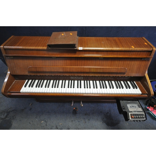 1273 - A BENTLEY UPRIGHT PIANO FITTED WITH A PIANOCORDER REPRODUCTION SYSTEM, piano has a walnut case, seri... 