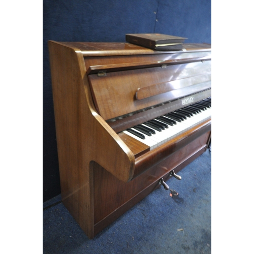 1273 - A BENTLEY UPRIGHT PIANO FITTED WITH A PIANOCORDER REPRODUCTION SYSTEM, piano has a walnut case, seri... 