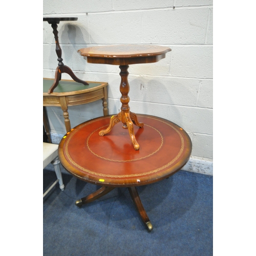 1282 - A SELECTION OF OCCASIONAL FURNITURE, to include two wine tables, circular pedestal coffee table, dem... 