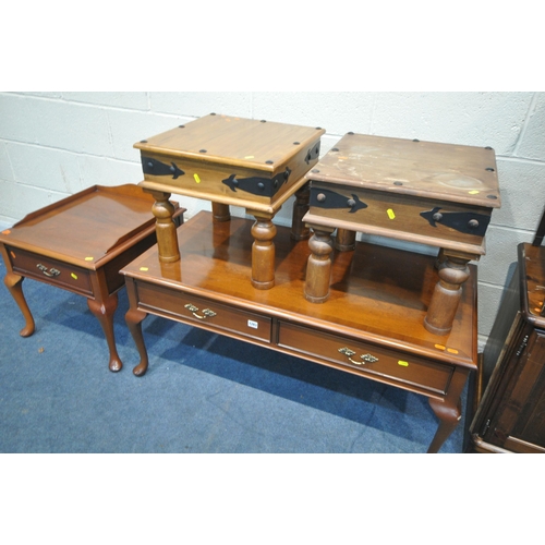 1283 - A SELECTION OF OCCASIONAL FURNITUE, to include a parker knoll mahogany coffee table, width 110cm x d... 