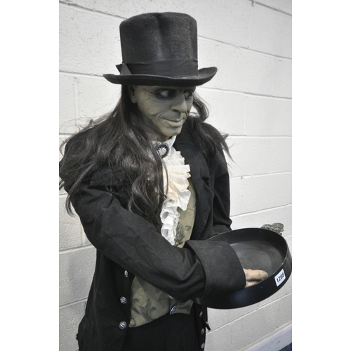 1288 - A LIFE-SIZE ANIMATED HALLOWEEN BUTLER,height 182cm  (PAT pass and working, power lead not original)