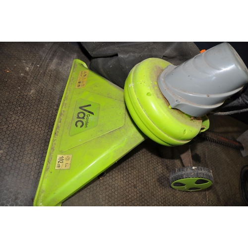 1064 - A GARDEN VAC N1Y-KZ560 with collection bag and a Ryobi electric hedge trimmer (both PAT pass and wor... 