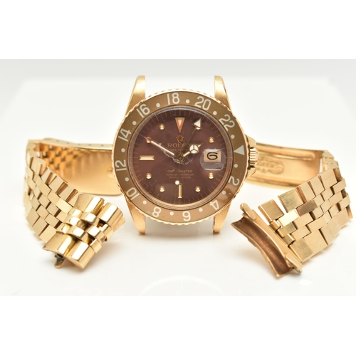 23 - A 1974 YELLOW GOLD ROLEX OYSTER PERPETUAL GMT MASTER WRISTWATCH, model number 1675, believed to be M... 