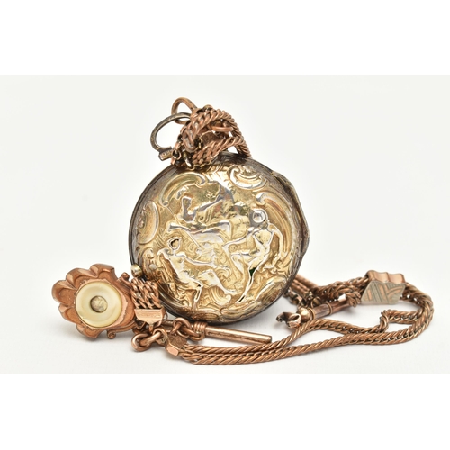 39 - A GEORGE III VERGE FUSEE POCKET WATCH BY GEORGE DUNCAN, the repousse pair case pocket watch with whi... 