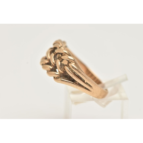 4 - A 9CT GOLD KEEPER RING, a wide band ring, approximate width 10mm, hallmarked 9ct Birmingham, ring si... 