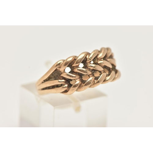 4 - A 9CT GOLD KEEPER RING, a wide band ring, approximate width 10mm, hallmarked 9ct Birmingham, ring si... 