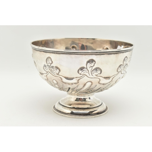 115 - A LATE VICTORIAN SILVER PRESENTATION BOWL, embossed scrolling acanthus and stop reeded design, raise... 