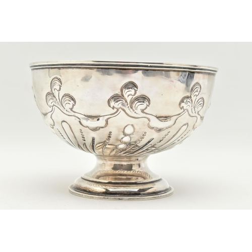 115 - A LATE VICTORIAN SILVER PRESENTATION BOWL, embossed scrolling acanthus and stop reeded design, raise... 