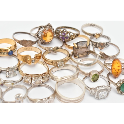 83 - AN ASSORTMENT OF RINGS, to include five silver rings including a Victorian Mizpah ring, all with Bri... 