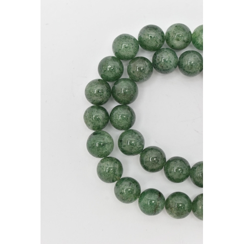 89 - TWO GEMSTONE BEADED NECKLACES, the first a malachite necklace, designed as graduated beads, fitted w... 