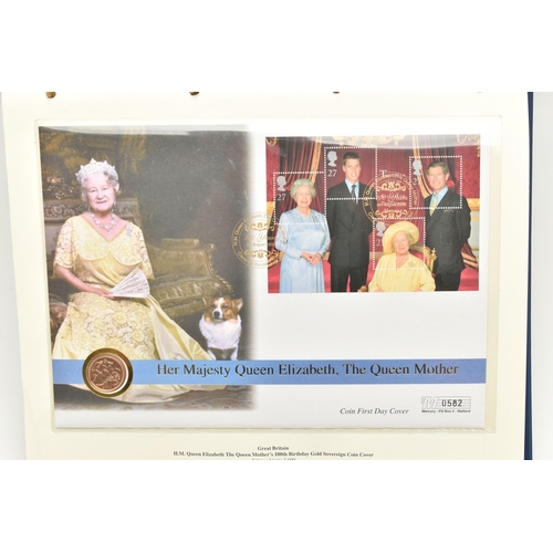 159 - THE ROYAL FAMILY COIN AND STAMP ALBUM FOR QUEEN ELIZABETH THE QUEEN MOTHER, containing several coin/... 