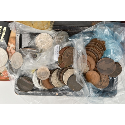 166 - A CARDBOARD BOX OF MIXED COINAGE TO INCLUDE Straits Settlements Coins eg One Cent 1920,5 Cents 1920,... 