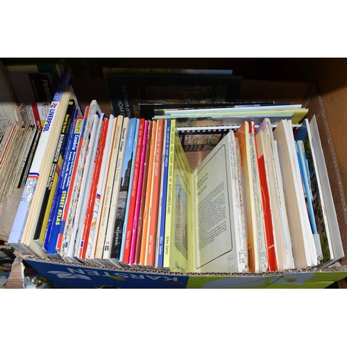 345 - FIVE BOXES OF MAPS AND GUIDE BOOKS, to include Dunn and Wilson 'Metric Maps' Ordnance Survey books, ... 