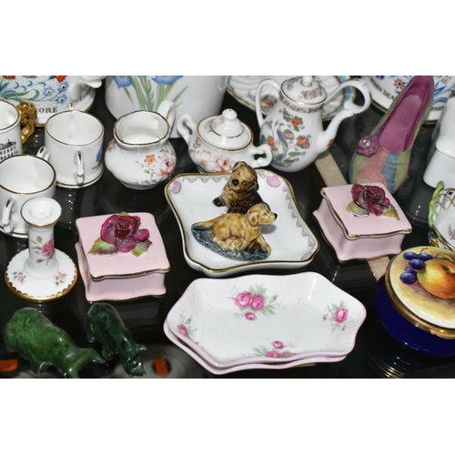 355 - A GROUP OF CERAMICS AND SUNDRY ITEMS, to include Minton and Coalport covered vases, height of talles... 