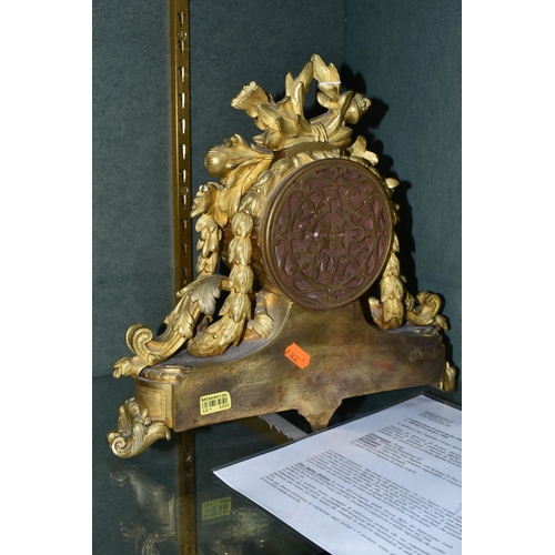 360 - A FRENCH NINETEENTH CENTURY ORMOLU CLOCK, by Jean Baptiste Delettrez, the gilt case festooned with g... 