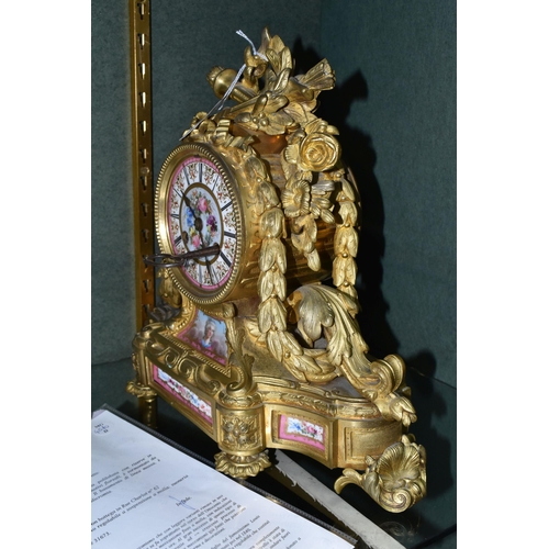 360 - A FRENCH NINETEENTH CENTURY ORMOLU CLOCK, by Jean Baptiste Delettrez, the gilt case festooned with g... 